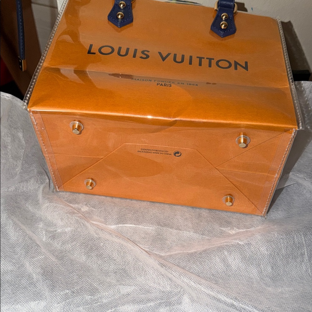 Louis Vuitton Vibrant Orange Tote with Blue Accents - Picture 9 of 10